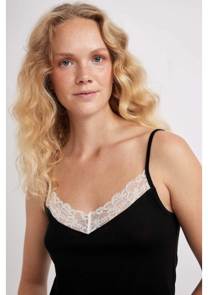 Fall in Love Pijama Takımı Regular Fit Viskon Askılı Üst Şort D1082AX24HS