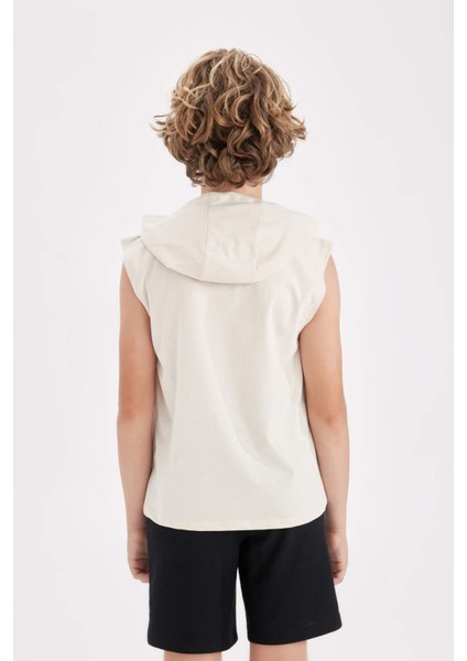 Erkek Çocuk Kapüşonlu Baskılı Atlet D0783A824HS