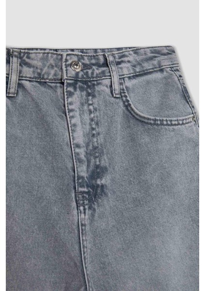 90's Wide Leg Yırtık Detaylı Yüksek Bel Uzun Jean Yıkamalı Pantolon C8606AX24HS