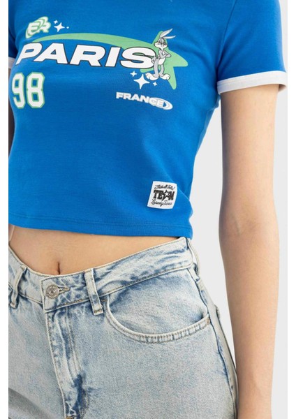 Coool Looney Tunes Fitted Bisiklet Yaka Ribana Kısa Kollu Tişört D1172AX24SM