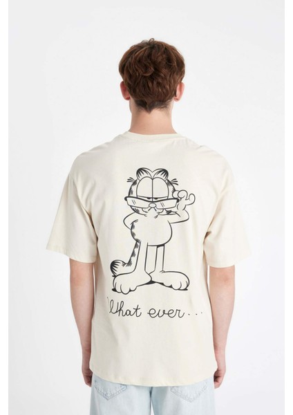 Garfield Boxy Fit Bisiklet Yaka Sırt Baskılı Kısa Kollu Tişört C3854AX24HS