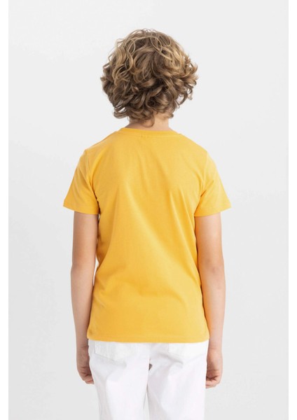 Erkek Çocuk Bisiklet Yaka Baskılı Kısa Kollu Tişört