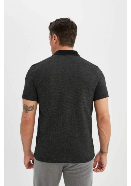 Slim Fit Dar Kesim Basic Düz Kısa Kollu Polo Tişört D0031AX24SM
