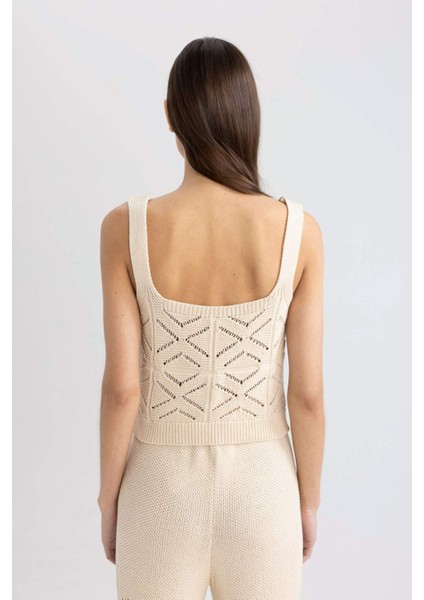 Crop Kare Yaka Kroşe Triko Atlet C8621AX24SM