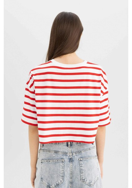 Fitted Çizgili Kısa Kollu Tişört A9046AX24SM