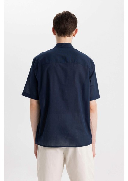 %100 Pamuk Relax Fit Yazlık Polo Yaka Kısa Kollu Gömlek C7598AX24SM