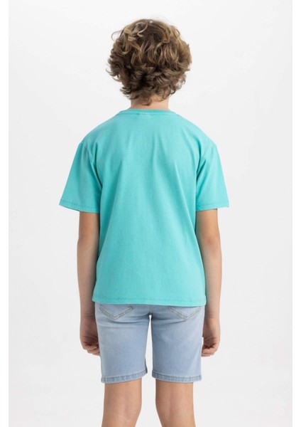 Erkek Çocuk Bisiklet Yaka Nakışlı Kısa Kollu Tişört C1918A824SM