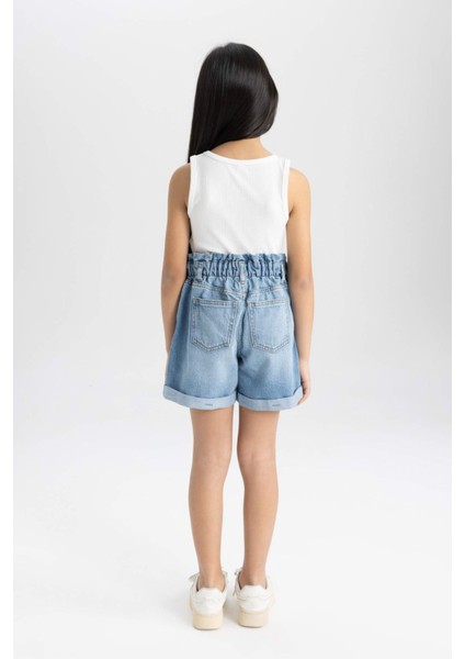 Kız Çocuk Paperbag Jean Şort