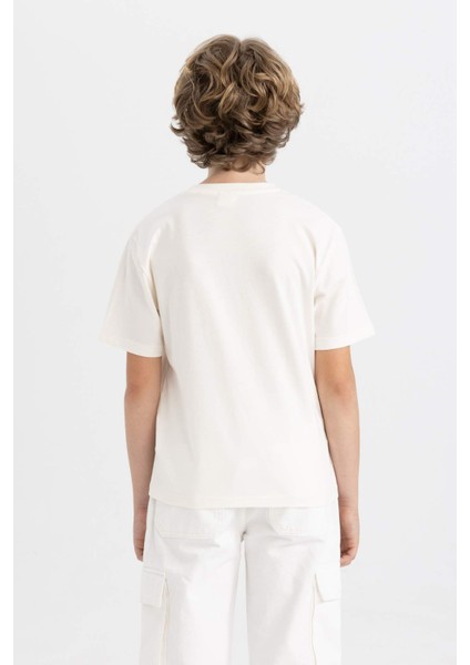 Erkek Çocuk Bisiklet Yaka Baskılı Kısa Kollu Tişört