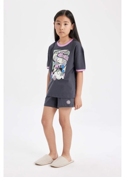 Kız Çocuk Disney Mickey & Minnie Pijama Takımı Kısa Kollu Üst Şort C2960A824SM