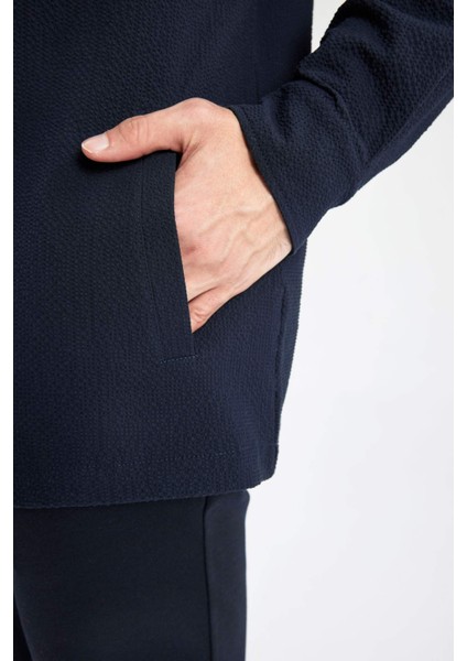 Regular Fit Polo Yaka Gofre Dokulu Gömlek Ceket B6682AX24SP