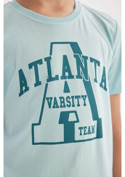 Erkek Çocuk Bisiklet Yaka Baskılı Kısa Kollu Tişört