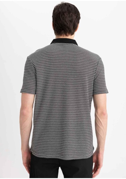 Regular Fit Polo Yaka Desenli Kısa Kollu Tişört B6548AX24SP