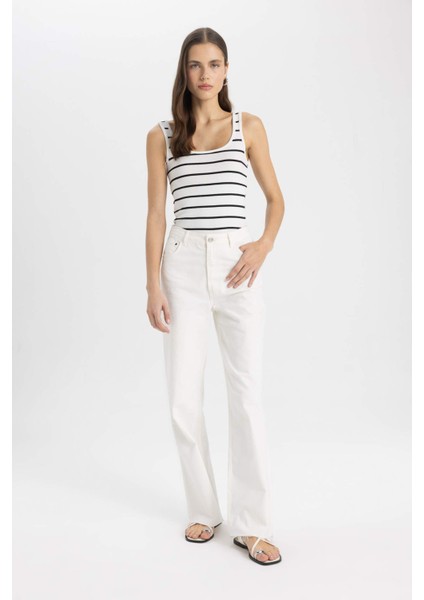 Slim Fit Dar Kesim Çizgili Bisiklet Yaka Ribana Atlet C6610AX24SM