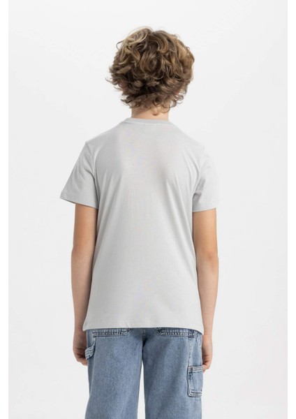 Erkek Çocuk Bisiklet Yaka Baskılı Kısa Kollu Tişört