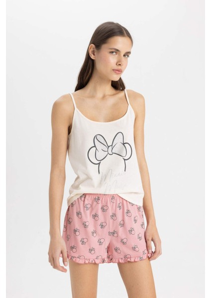 Fall in Love Disney Mickey & Minnie Bridal Askılı Şortlu Pijama Takımı C5561AX24SM