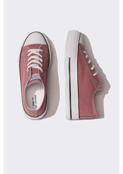 Kadın Kalın Taban Bağcıklı Bez Ayakkabı B9793AXNS