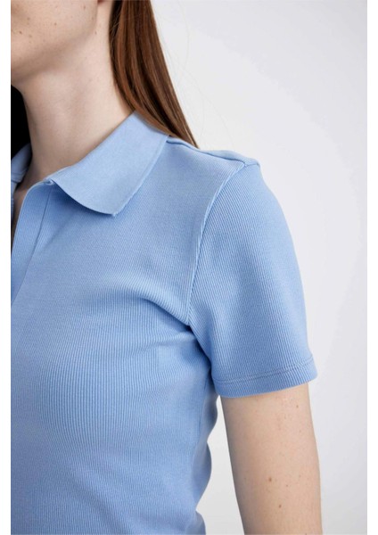 Fitted Polo Yaka Fitilli Kaşkorse Kısa Kollu Tişört A0379AX24SM fırsatları