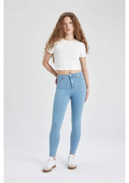 Jegging Yüksek Bel Bilek Boy Dar Paça Basic Jean Pantolon B7498AX24SP