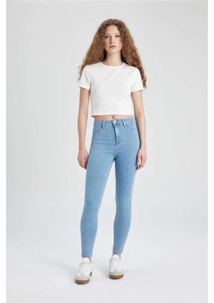 Jegging Yüksek Bel Bilek Boy Dar Paça Basic Jean Pantolon B7498AX24SP