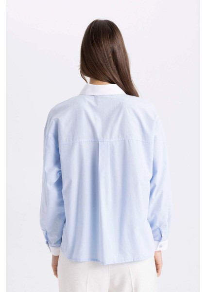Relax Fit Fermuarlı Poplin Uzun Kollu Tesettür Gömlek Tunik C7826AX24SM