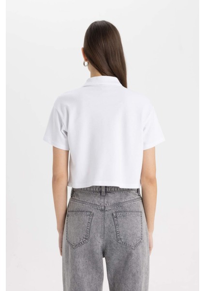 Relax Fit Polo Yaka Baskılı Pike Kısa Kollu Tişört C7716AX24SM
