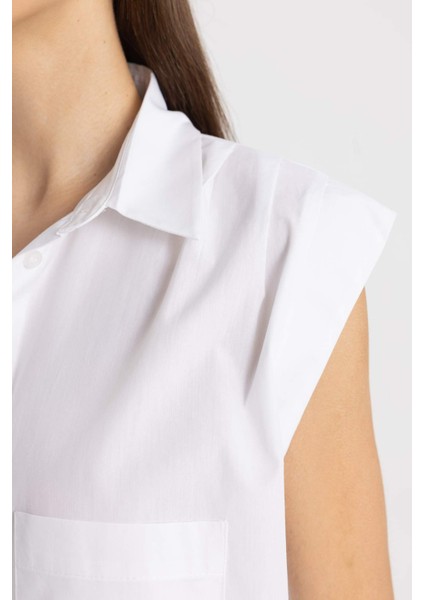 Crop Poplin Kısa Kollu Gömlek C8285AX24SM