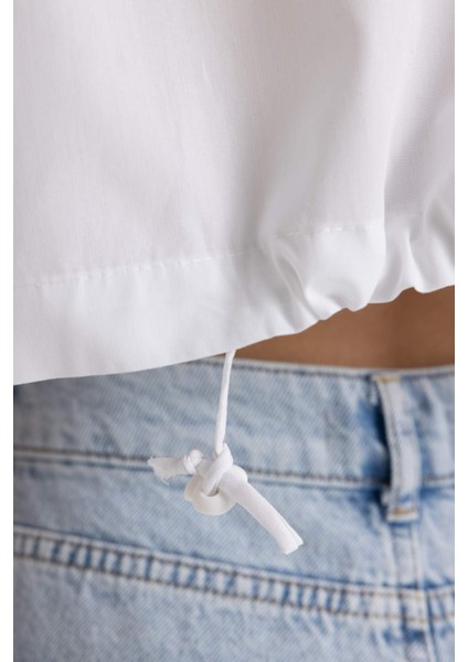 Crop Poplin Kısa Kollu Gömlek C8285AX24SM