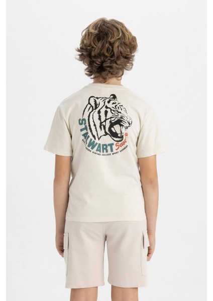 Erkek Çocuk Bisiklet Yaka Baskılı Kısa Kollu Tişört