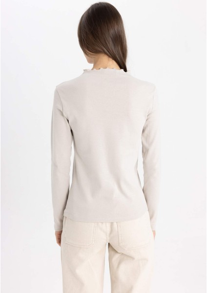 Bisiklet Yaka Basic Düz Uzun Kollu Tişört C5415AX24SP