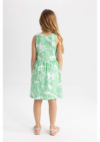 Kız Çocuk Desenli Kolsuz Elbise B4338A824SM