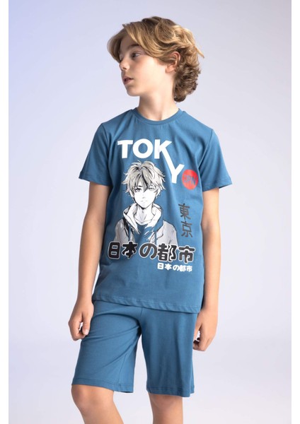 Erkek Çocuk Pijama Takımı Baskılı Kısa Kollu Üst Şort C2783A824SM