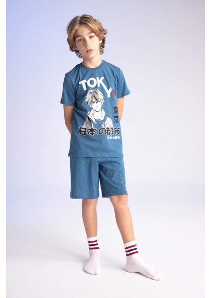 Erkek Çocuk Pijama Takımı Baskılı Kısa Kollu Üst Şort C2783A824SM