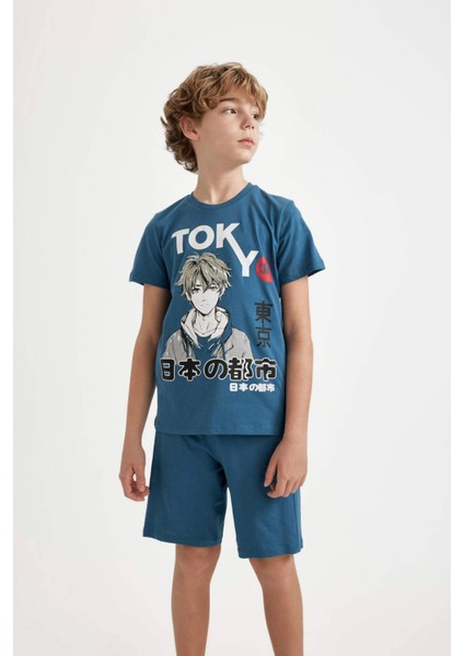 Erkek Çocuk Pijama Takımı Baskılı Kısa Kollu Üst Şort C2783A824SM