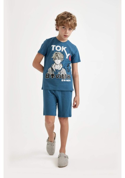 Erkek Çocuk Pijama Takımı Baskılı Kısa Kollu Üst Şort C2783A824SM