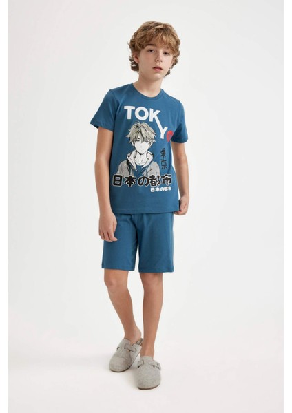 Erkek Çocuk Pijama Takımı Baskılı Kısa Kollu Üst Şort C2783A824SM