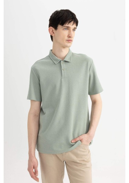 New Regular Fit Basic Düz Kısa Kollu Polo Tişört B4939AX24SP