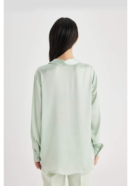 Regular Fit Saten Uzun Kollu Gömlek Z2989AZ24SP