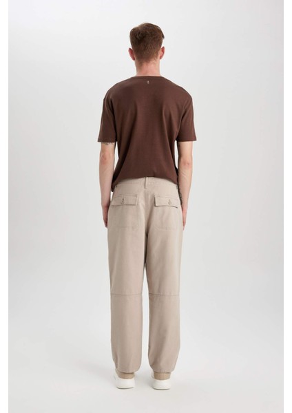 Gabardin Pantolon Baggy Fit Bol Rahat Kesim Cepli Düz Paça B4762AX24SP