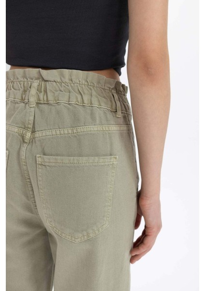 Paperbag Yüksek Bel Bilek Boy Hafif Düz Paça Jean Pantolon B8225AX24SP