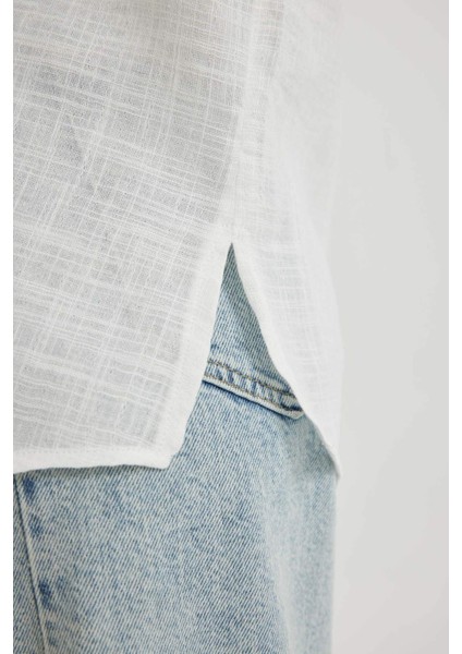 Oversize Geniş Kalıp Keten Görünümlü Uzun Kollu Gömlek X2232AZ24SP indirimleri