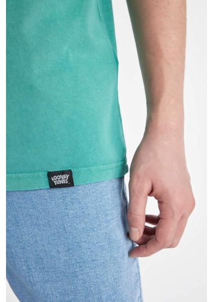 Looney Tunes Oversize Geniş Kalıp Bisiklet Yaka Sırt Baskılı Kısa Kollu Tişört