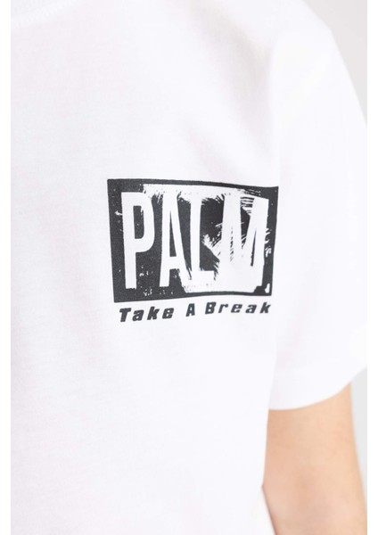 Erkek Çocuk Bisiklet Yaka Baskılı Kısa Kollu Tişört C3330A824SM