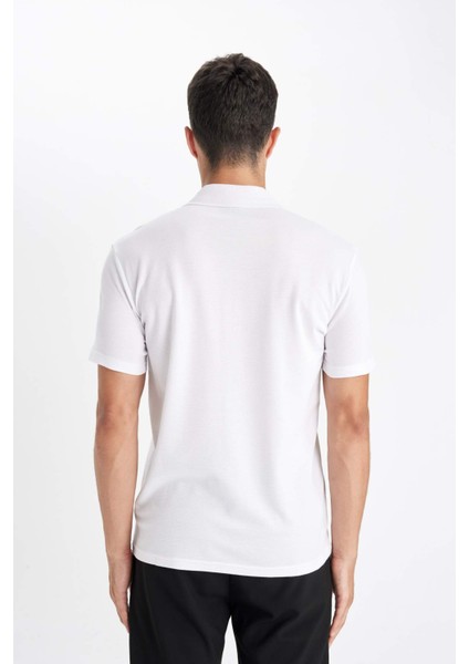 Slim Fit Dar Kesim Polo Yaka Kısa Kollu Pamuklu Modal Karışımlı Basic Düz Tişört M6609AZ24SP