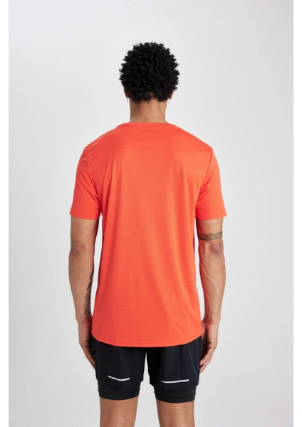 Fit Slim Fit Dar Kesim Bisiklet Yaka Baskılı Kısa Kollu Sporcu Tişört X6142AZ24SP