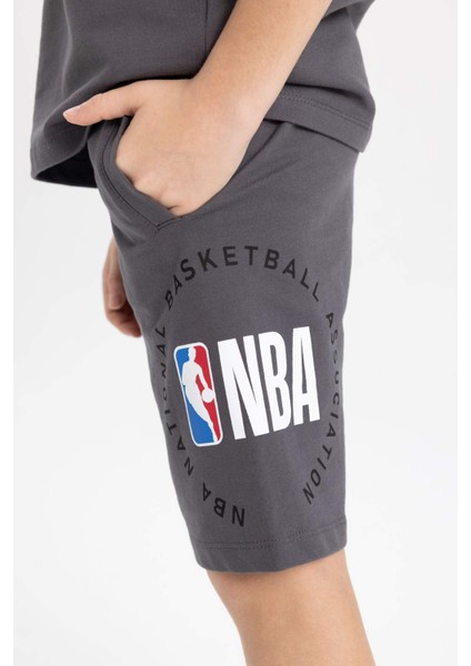 Erkek Çocuk NBA Wordmark Kapüşonlu Kısa Kollu Tişört Şort 2'li Takım B8154A824SM