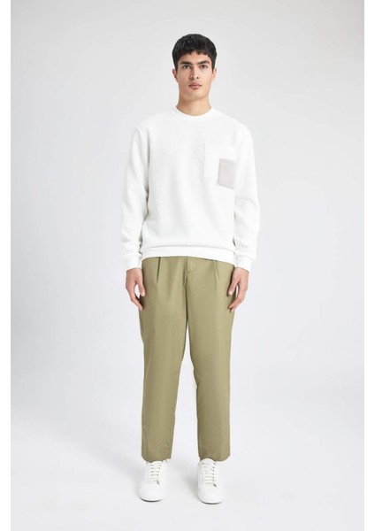 Yazlık Kumaş Pantolon Tapered Fit Normal Kesim Düz Paça Cepli B6667AX24SP
