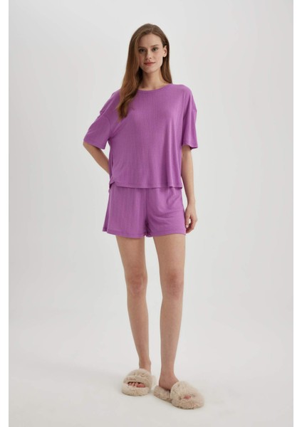 Fall in Love Pijama Takım Kısa Kollu Beli Lastikli Şort Alt B6183AX24SP