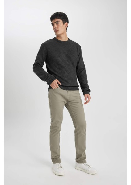 Yazlık Gabardin Chino Kanvas Pantolon Slim Fit Dar Kesim Dar Paça Cepli B2089AX24SP