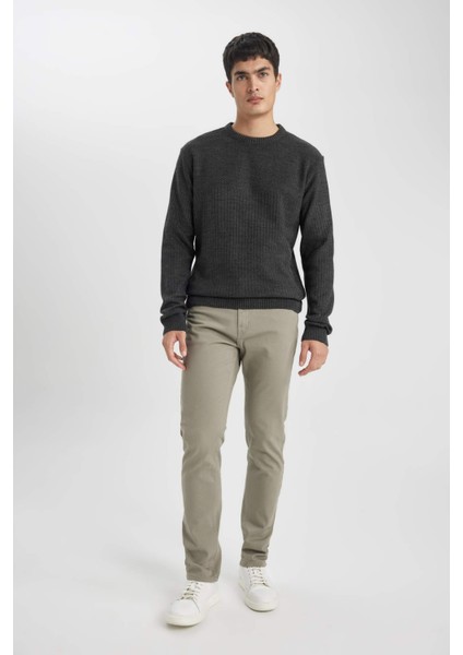 Yazlık Gabardin Chino Kanvas Pantolon Slim Fit Dar Kesim Dar Paça Cepli B2089AX24SP